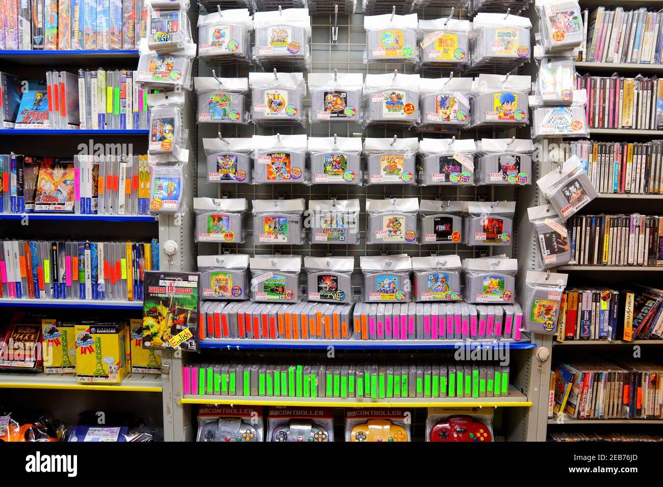 TOKYO, JAPAN - DECEMBER 4, 2016: Retro gaming collectible store in Akihabara district of Tokyo, Japan. Akihabara Electric District specializes in anim Stock Photo