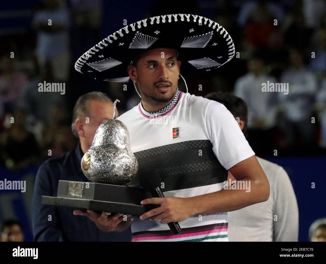 Tennis - ATP 500 - Acapulco Open, Acapulco, Mexico - March 2, 2019  Australia's Nick Kyrgios celebrates winning the Acapulco Open with the  trophy REUTERS/Henry Romero Stock Photo - Alamy