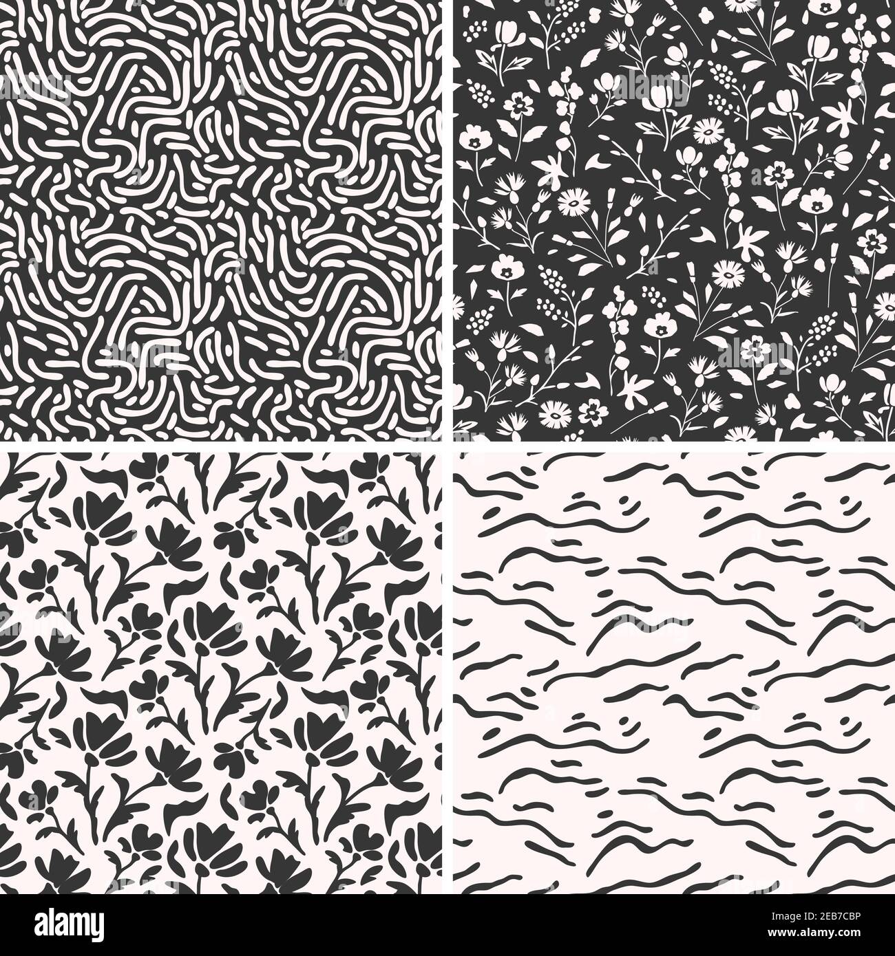 Black and white seamless patterns set Stock Vector Image & Art - Alamy