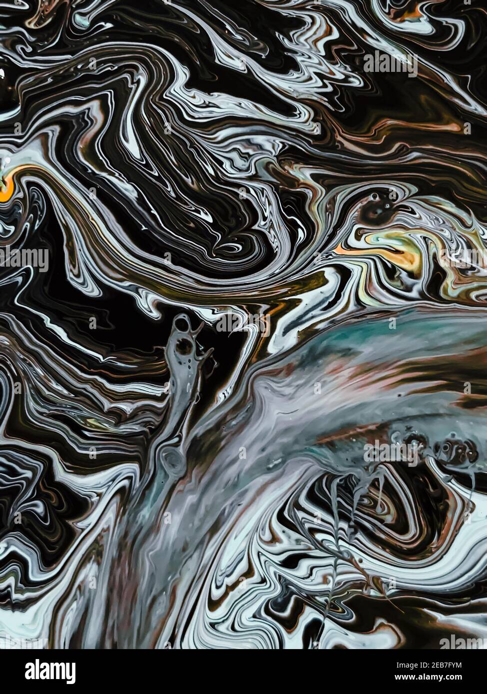 Abstract artwork with colorful paint stains and beautiful wave patterns ...