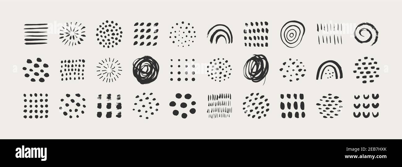 Abstract Graphic Elements in Minimal Trendy Style. Vector Set of Hand Drawn Texture Stock Vector