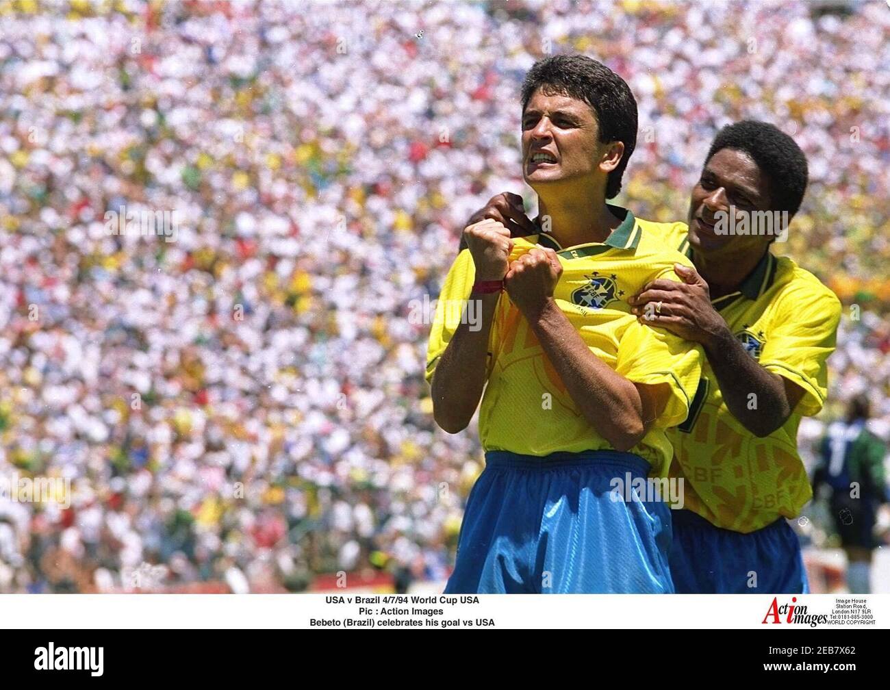 Football 1994 Fifa World Cup Second Round United States Of America V Brazil Stanford Stadium San Francisco 4 7 94 Pic Action Images Bebeto Brazil Celebrates His Goal Vs Usa Football Stock Photo Alamy Football 1994 Fifa World Cup Second Round United States Of America V Brazil Stanford Stadium San Francisco 4 7 94 Pic Action Images Bebeto Brazil Celebrates His Goal Vs Usa Football Stock Photo Alamy