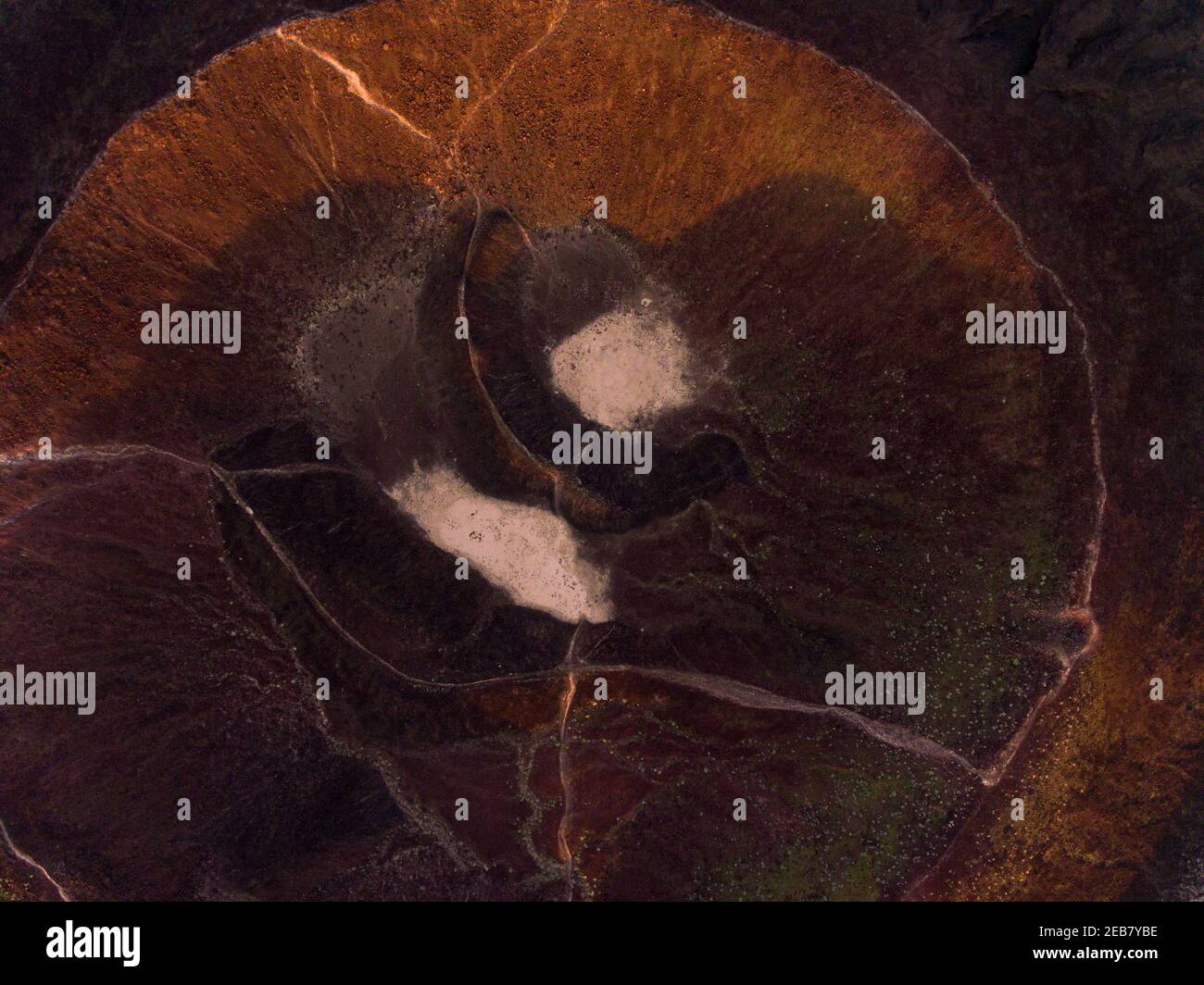 Top view with partial cinder cone of Amboy Crater, California Stock ...