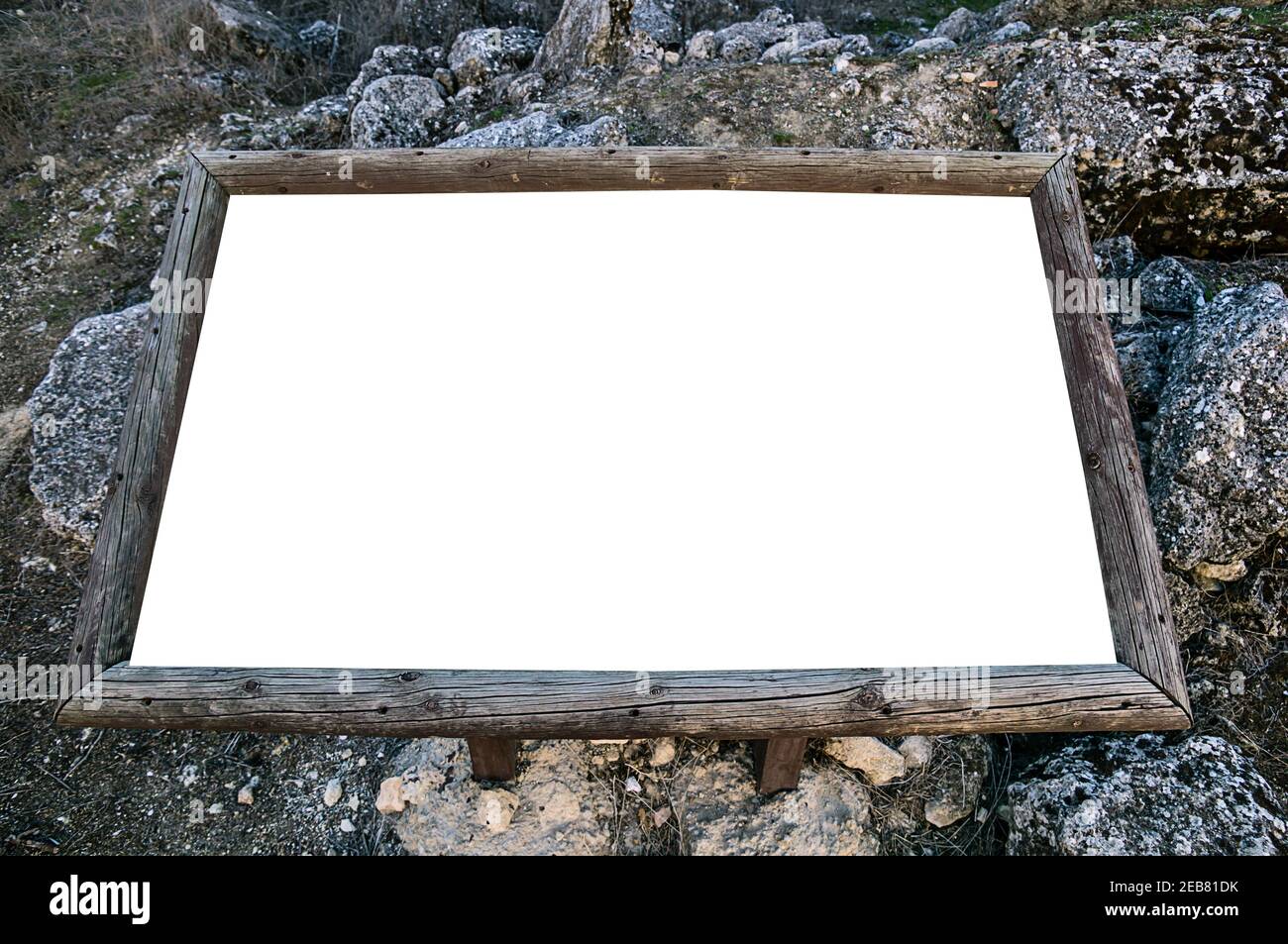Top view of an empty blank wooden billboard Stock Photo - Alamy
