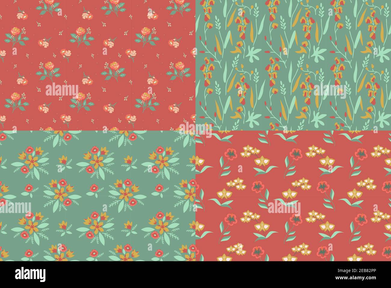 Seamless floral patterns vector set Stock Vector