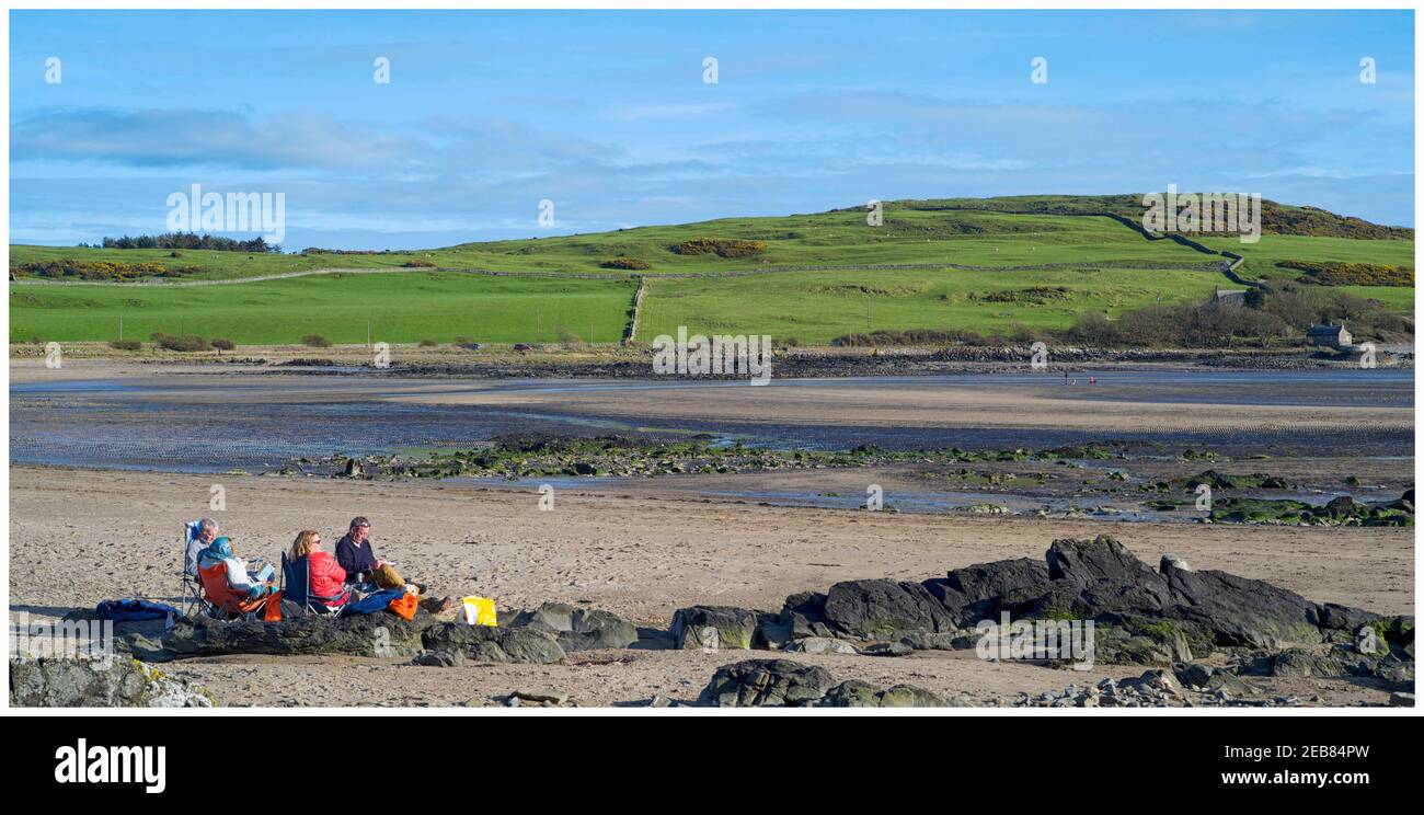 Brighouse Bay in spring sunshine,near the village of Borgue,  Dumfries and Galloway South West Scotland. Stock Photo