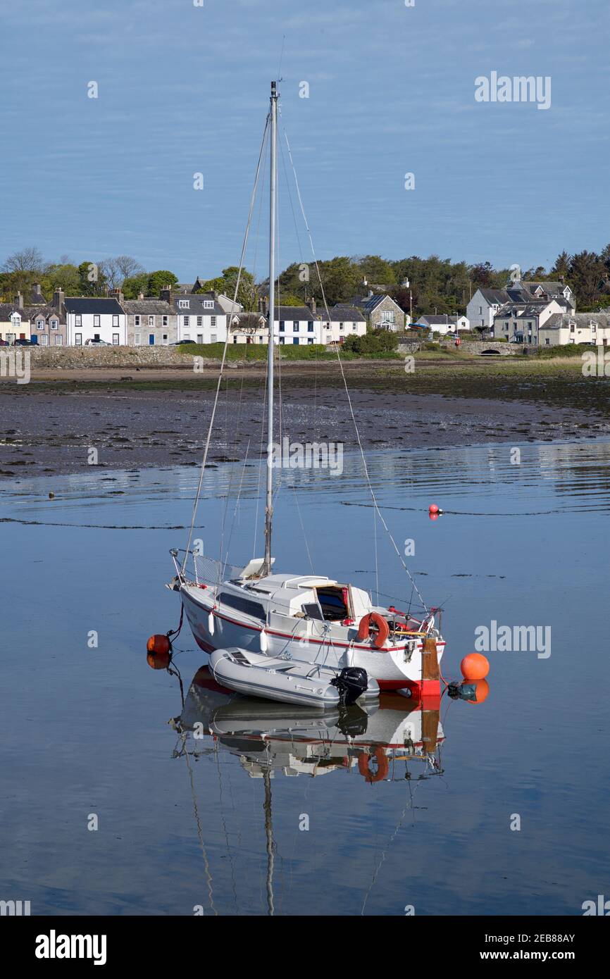 Yachts in the harbour of the Scottish coastal village of Garlieston in Dumfries and Galloway Stock Photo