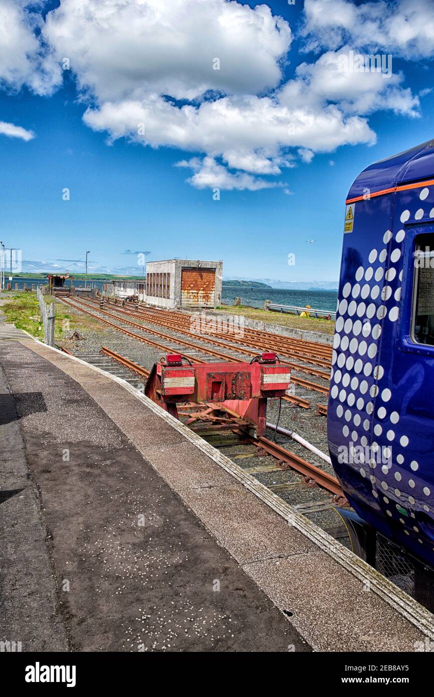 End of the railway line from Ayr at Stranraer Harbour station Stock