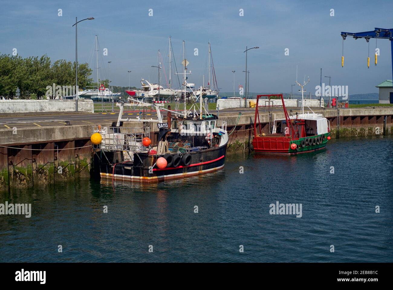 Fishing boats in the harbour at Stranaer Dumfires and Galloway, Scotland Stock Photo