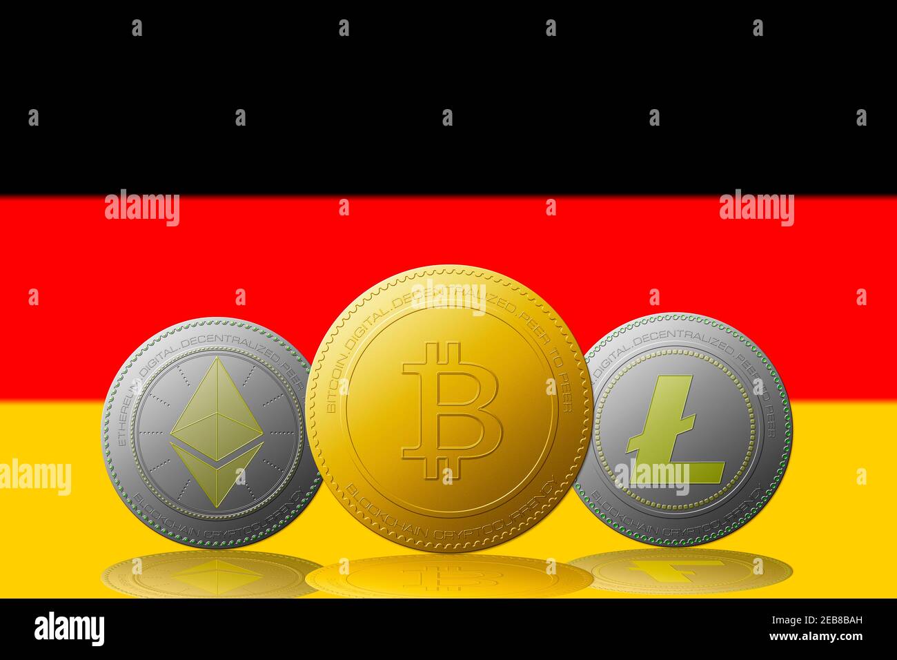 Germany flag on a bitcoin cryptocurrency coin. 3D Rendering Stock Photo -  Alamy