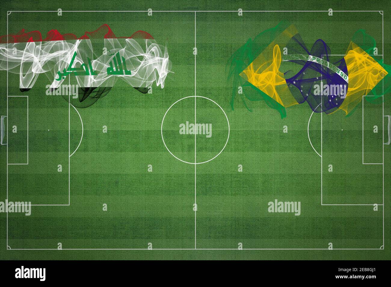 Iraq vs Brazil Soccer Match, national colors, national flags, soccer