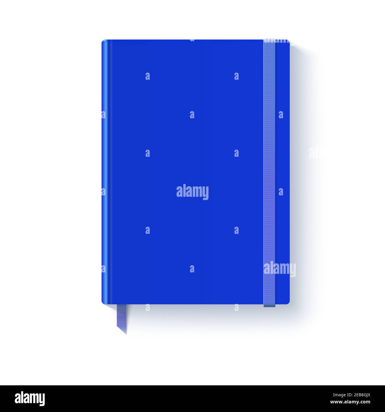 Blue notebook. Top-down view. Object isolated on white Stock Vector