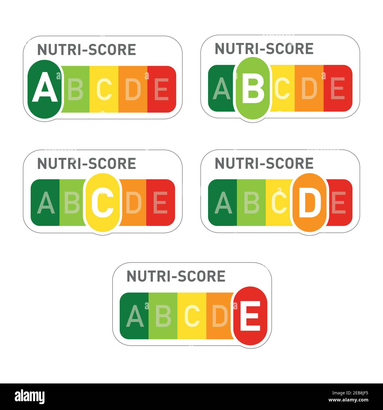 Nutri-Score official labels Stock Vector