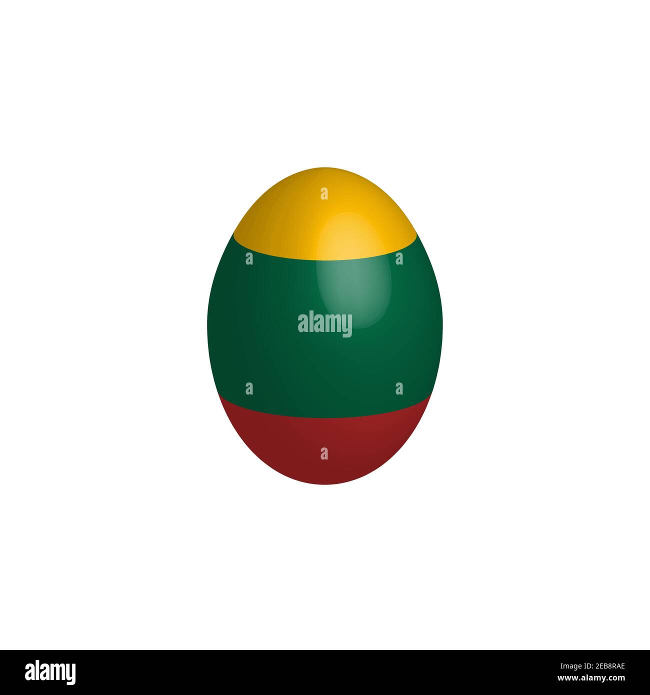 Easter egg in the colors of the Lithuanian flag. Lithuania flag. Easter chicken egg. Christian religion and culture. Christian cross. Lithuanian symbo Stock Vector