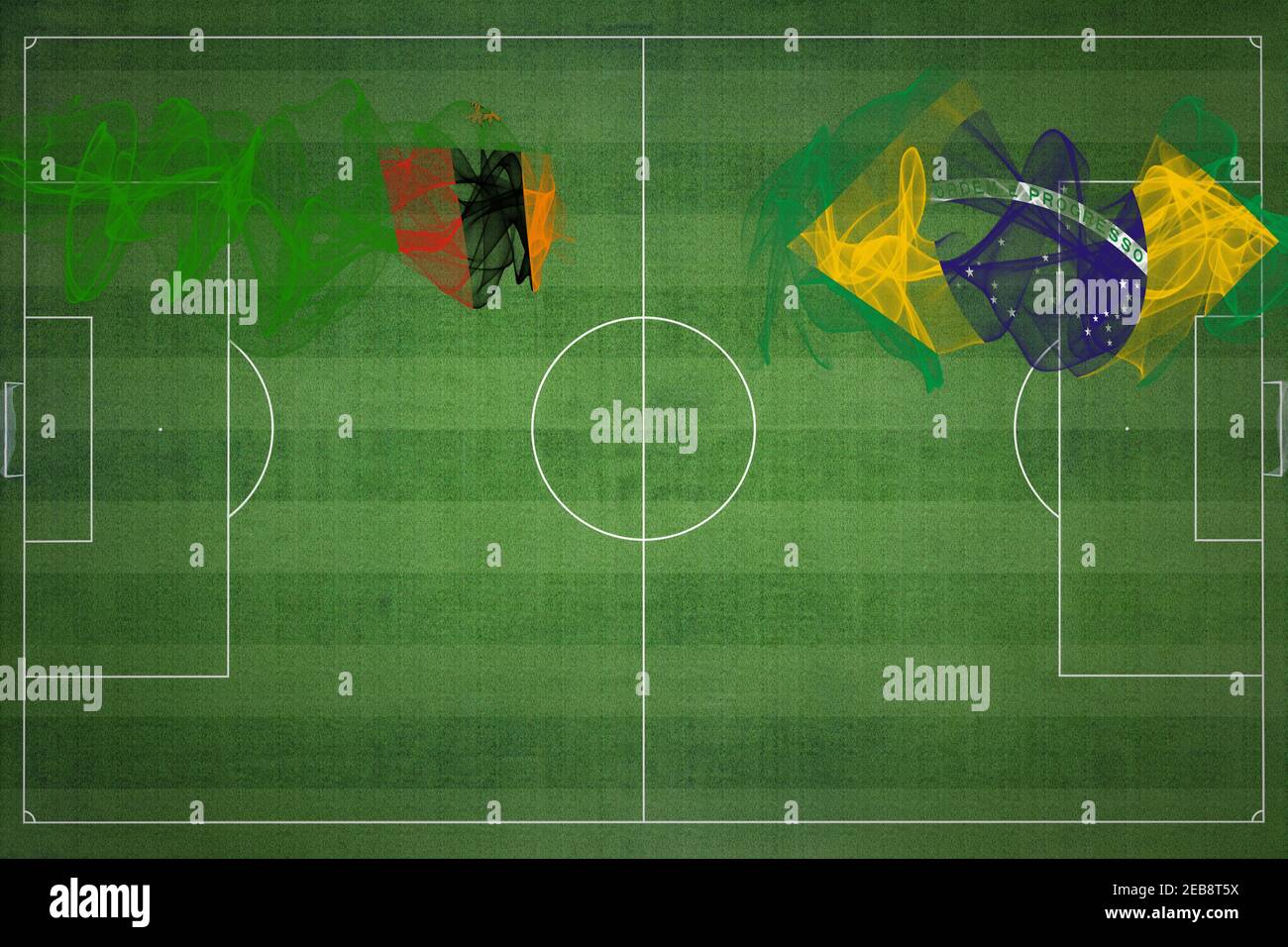 Zambia vs Brazil Soccer Match, national colors, national flags, soccer