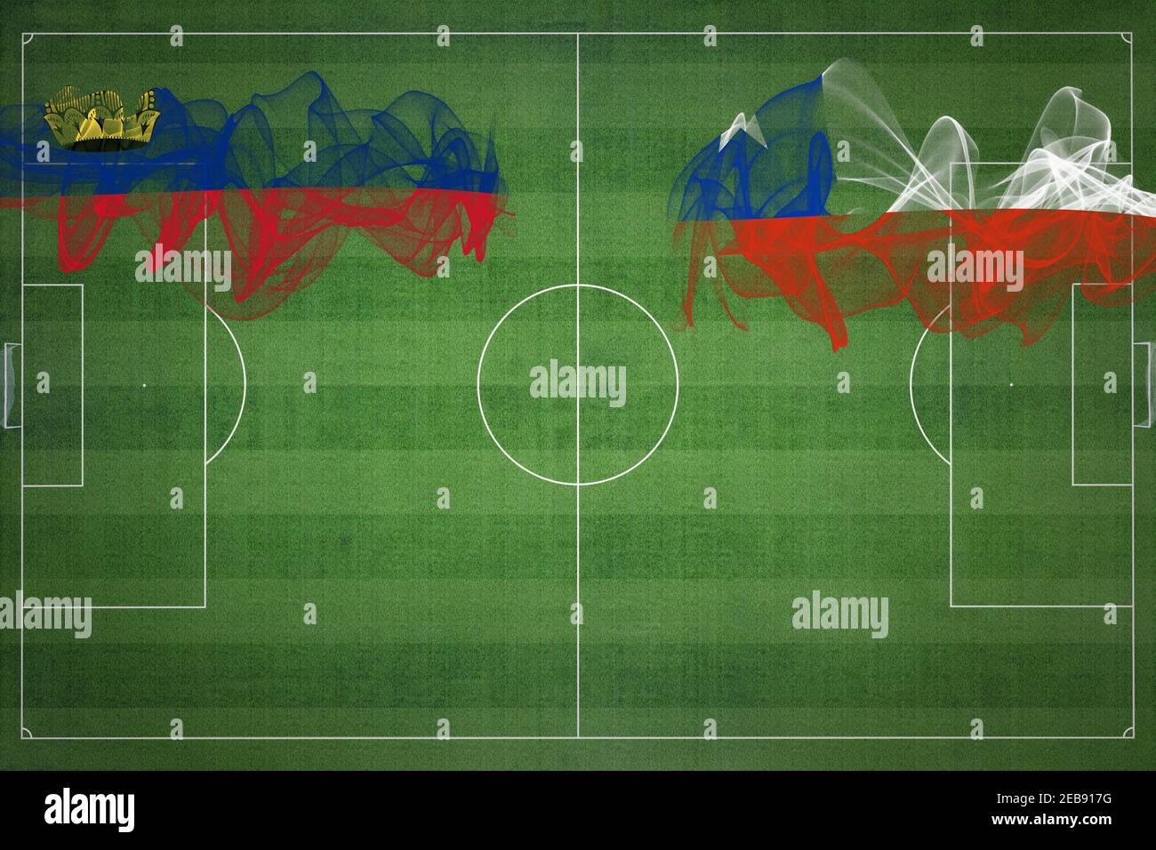 Liechtenstein vs Chile Soccer Match, national colors, national flags