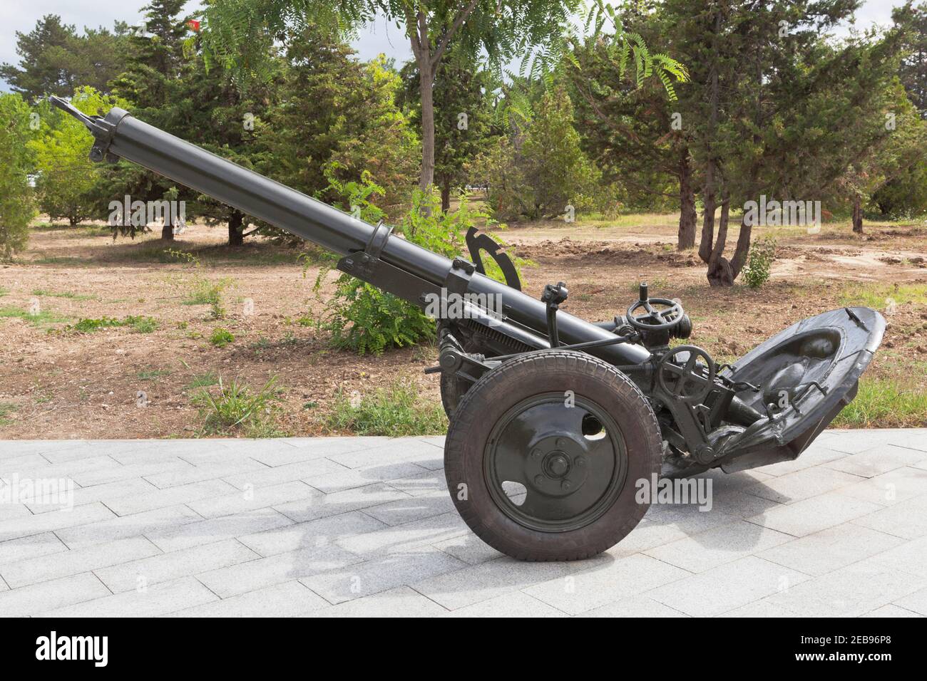 Sevastopol, Crimea, Russia - July 28, 2020: Divisional mortar MT-13 / M-43 model 1943 in the memorial complex Sapun-Gora in the hero city of Sevastopo Stock Photo