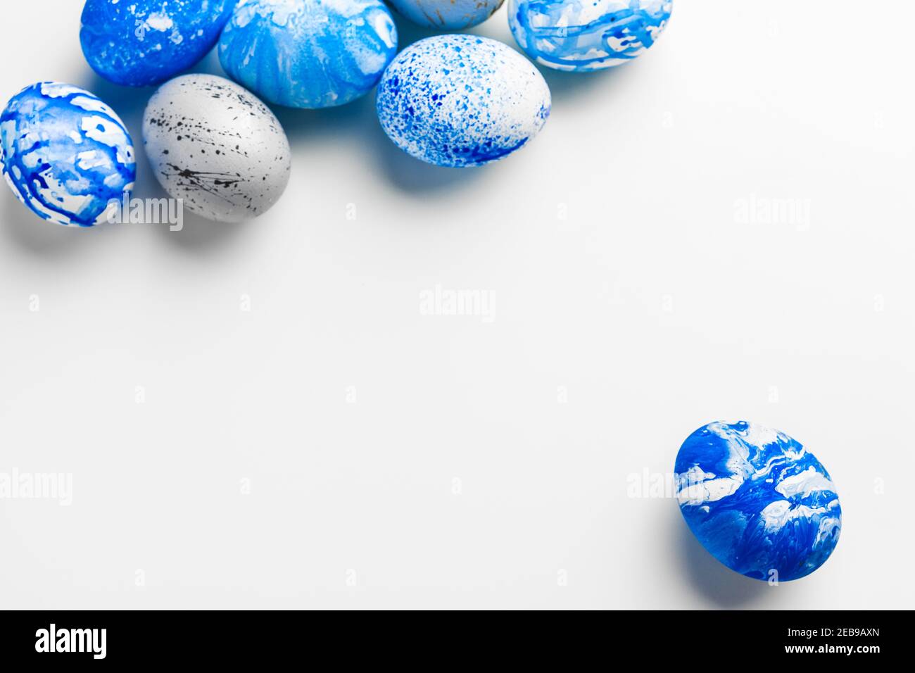blue Easter eggs isolated on white. Stock Photo