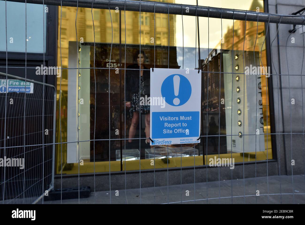 Oxford Street, London, UK. 12th Feb 2021. TopShop is now part of Asos, the  Oxford Street flagship store is fenced off and being emptied. Credit:  Matthew Chattle/Alamy Live News Stock Photo -