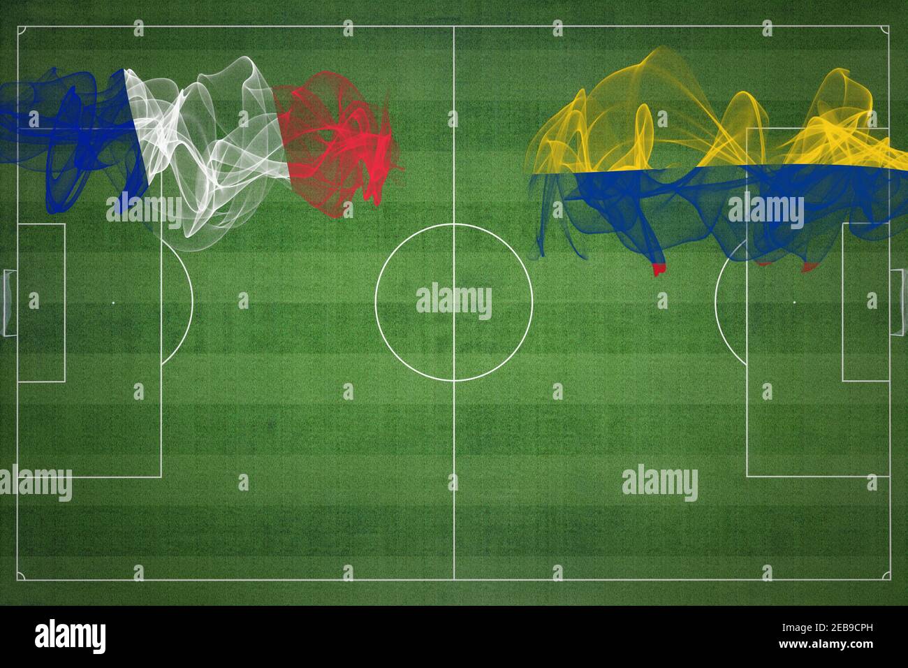France vs Colombia Soccer Match, national colors, national flags