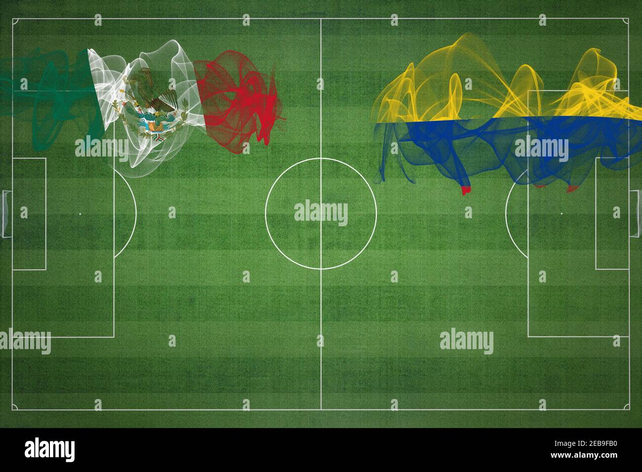 Mexico vs Colombia Soccer Match, national colors, national flags