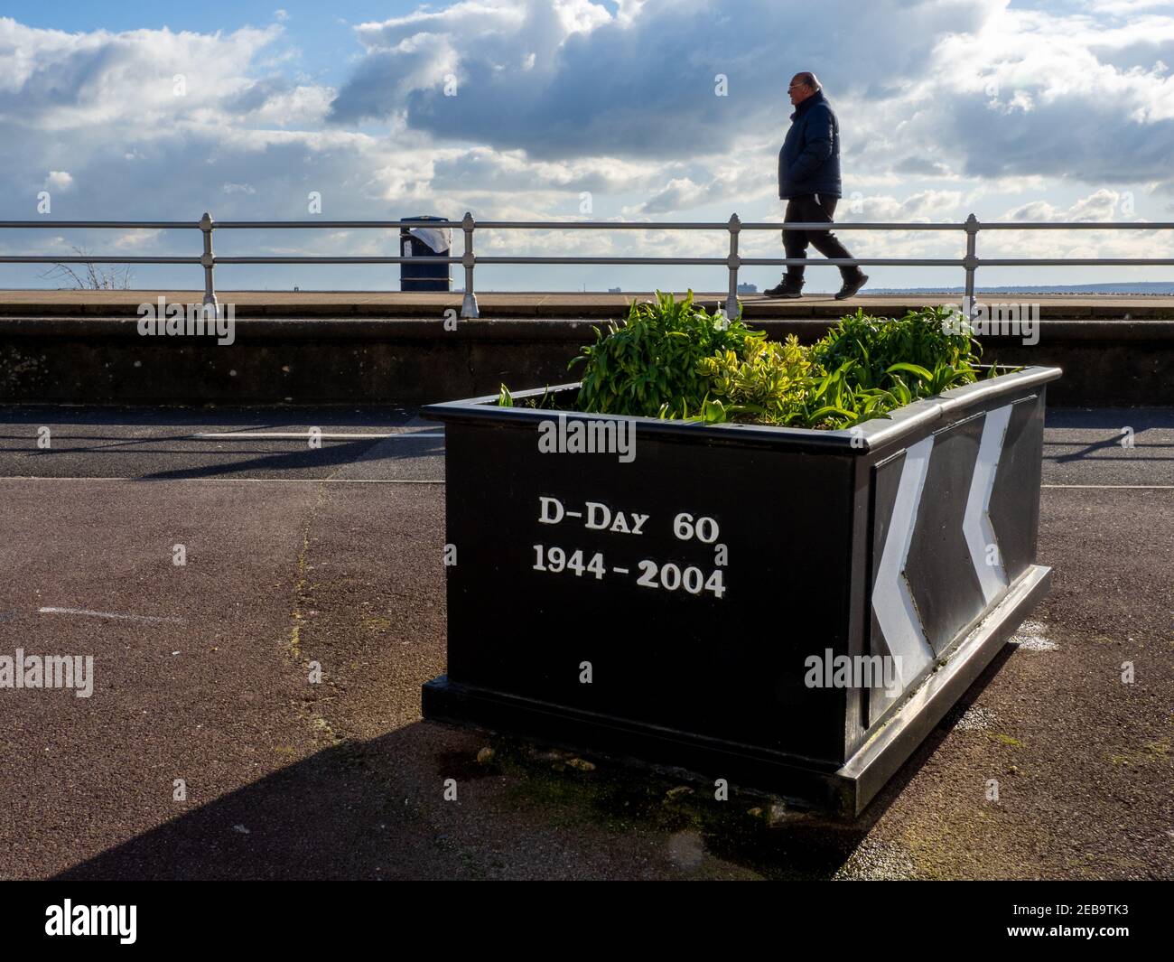 D-Day 60th anniversary flower pots in Southsea, Portsmouth. Stock Photo