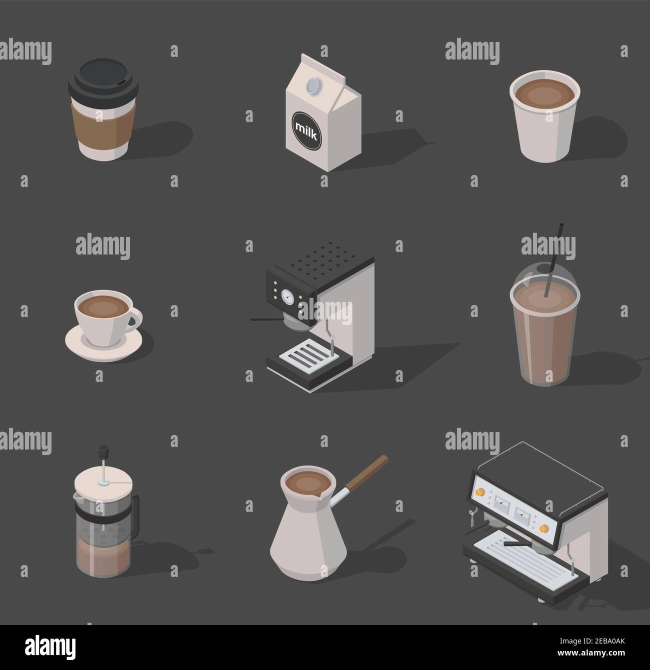Vector illustration thin line sketch with 3D coffee cup with cappuccino and  tubule Coffee container in isometric flat style Stock Vector  Adobe Stock