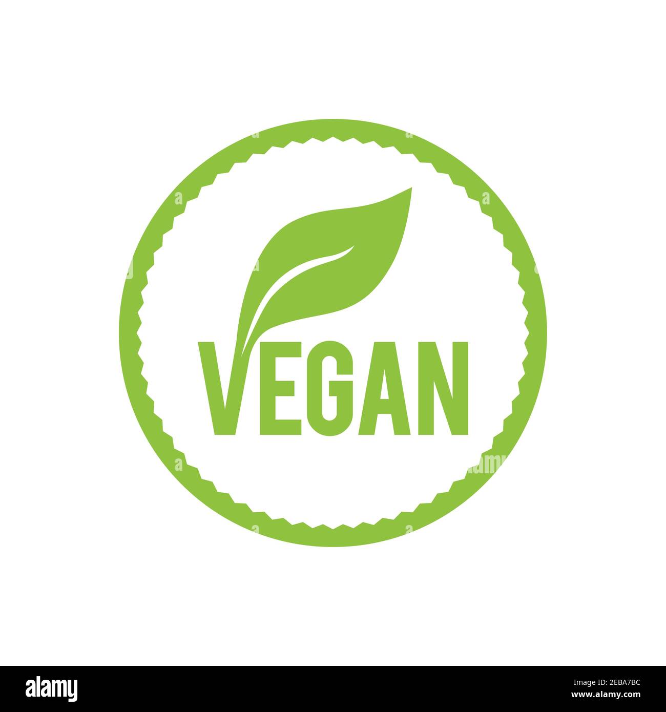 Vegan icon. Round and green. Stock Vector