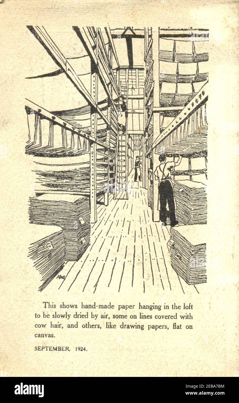 Back page of advertising booklet The Story of Hand Made Paper by The actual makers  1924 Stock Photo