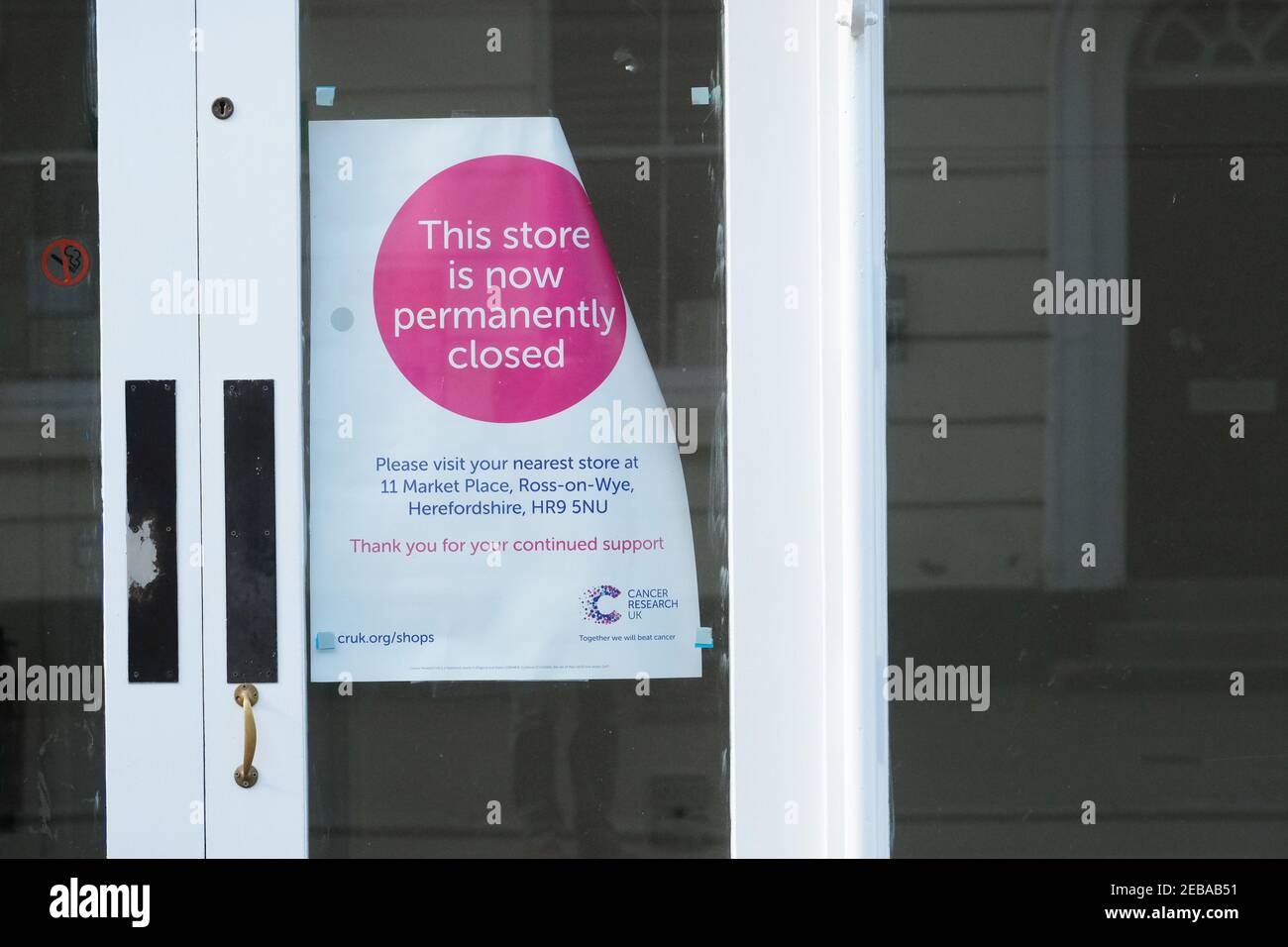 Hereford UK - 12th February 2021 - closed shop business premises during Coronavirus Lockdown Stock Photo