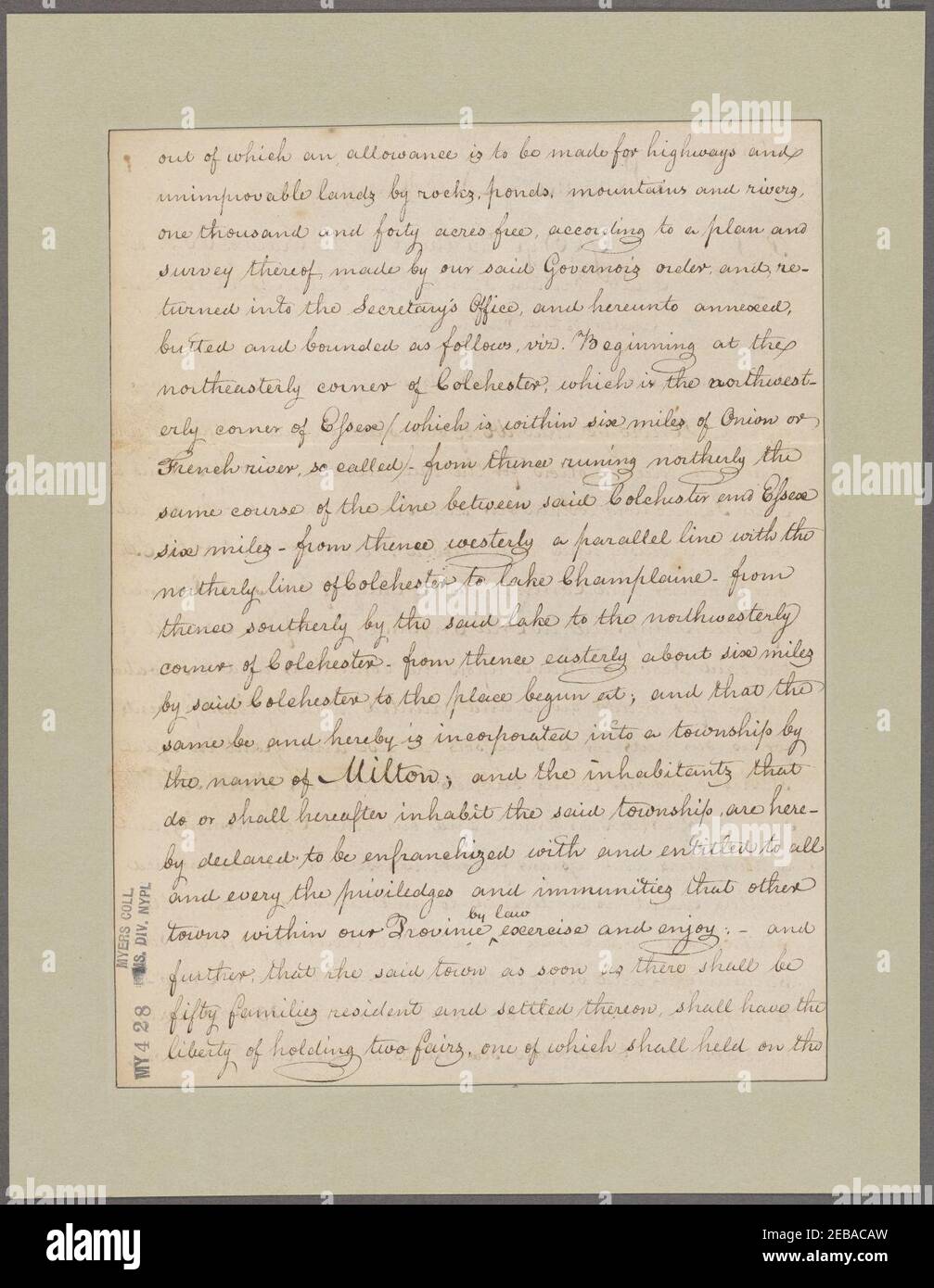 Charter of Milton, New Hampshire Stock Photo Alamy