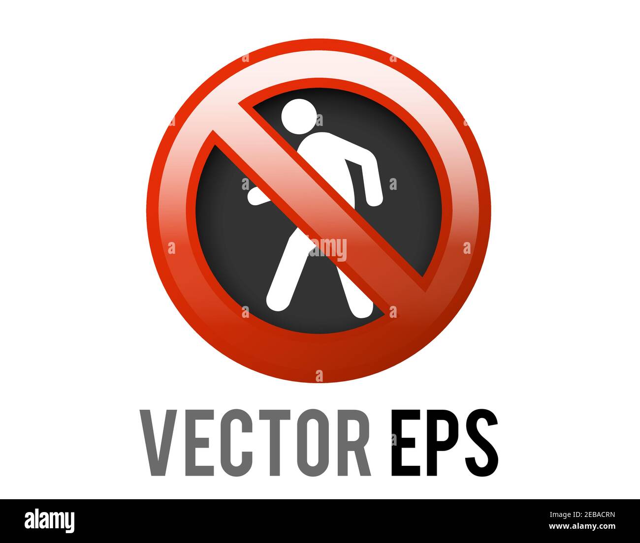 The isolated vector pedestrian symbol with red circle restricted icon, dedicated not suitable to be on foot Stock Vector