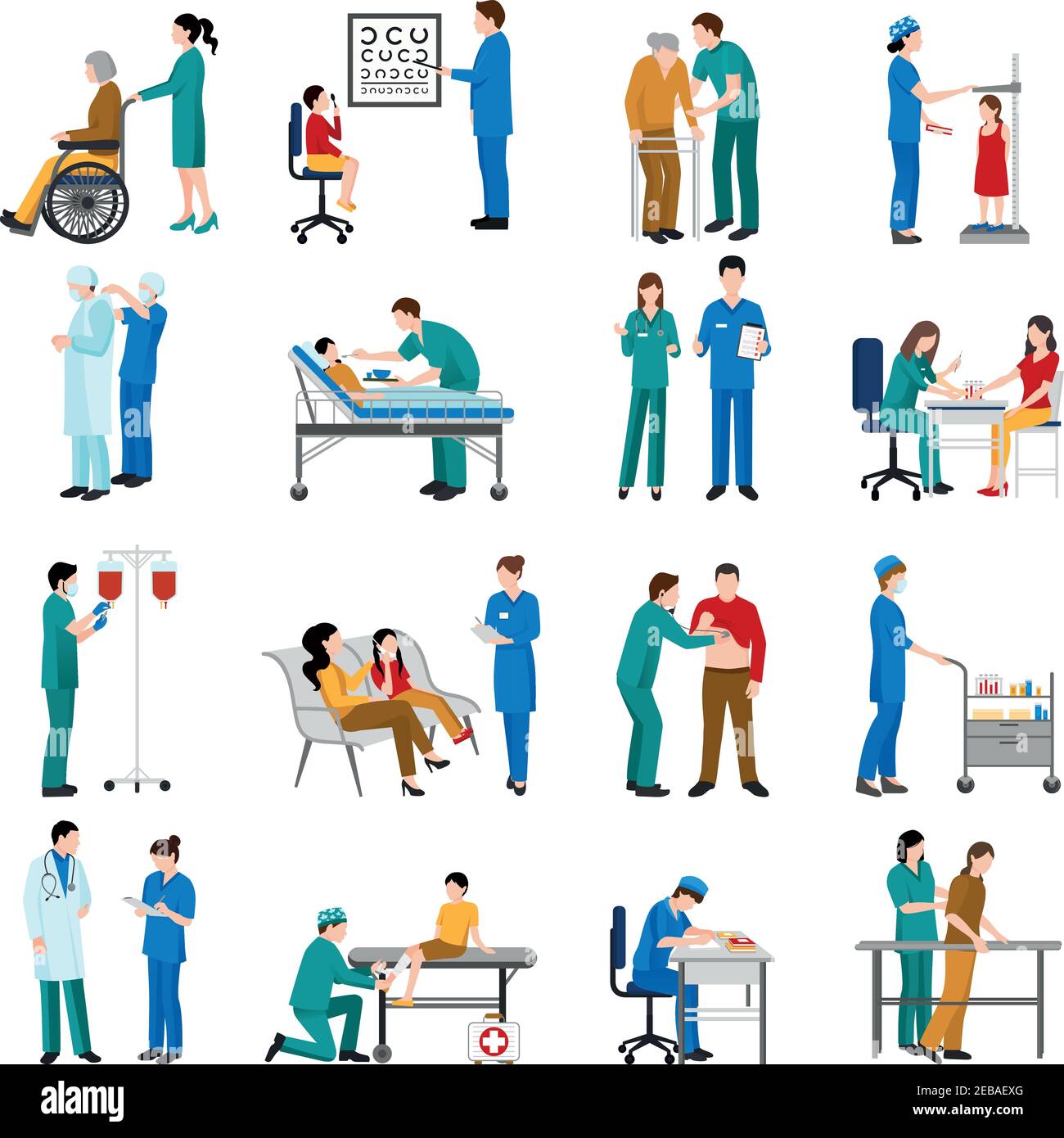 Nurse icons set with medical and healthcare symbols flat isolated