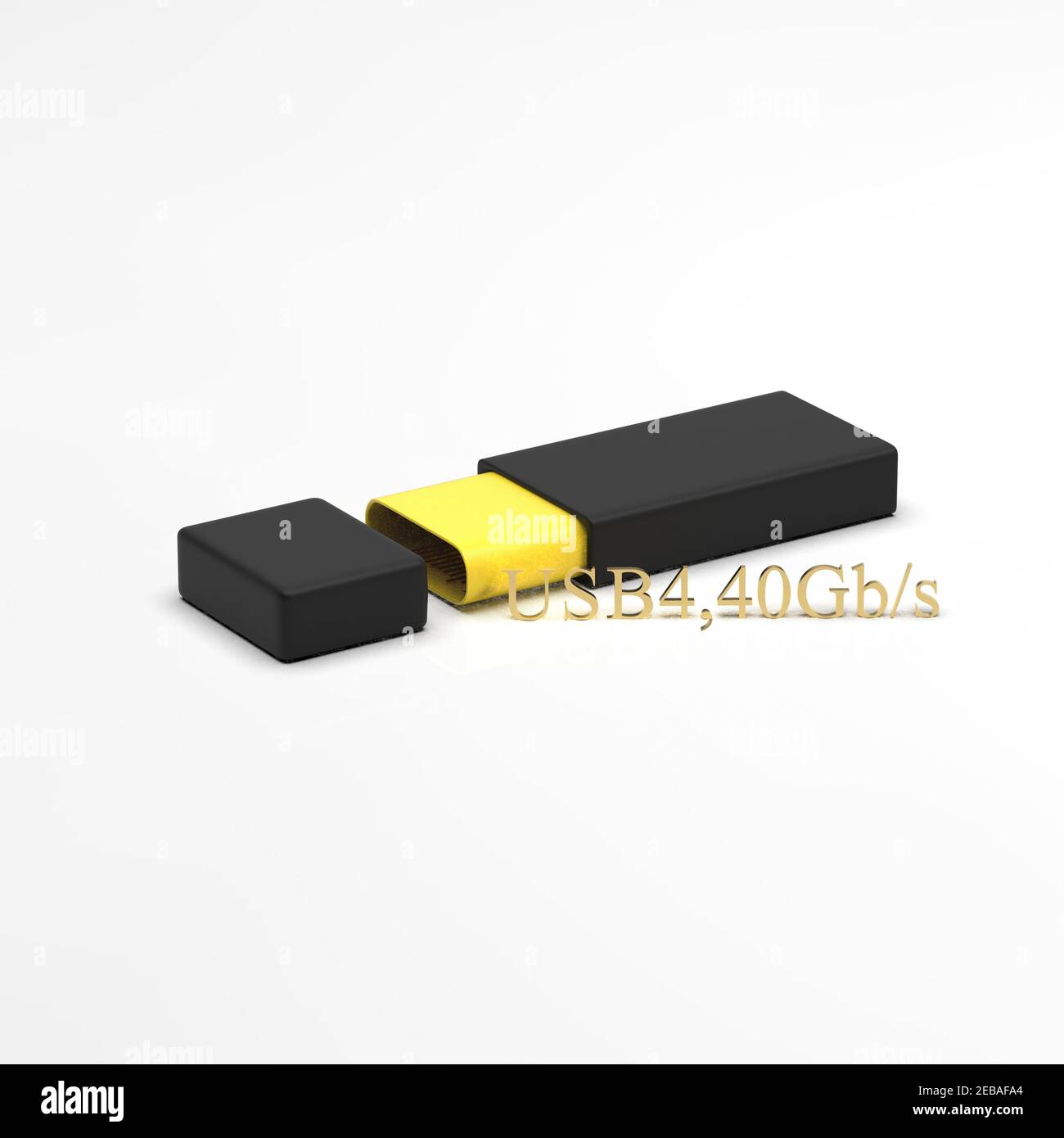 The 3d rendering of USB Type C or USB 4 connector cable line art 3d Stock Photo