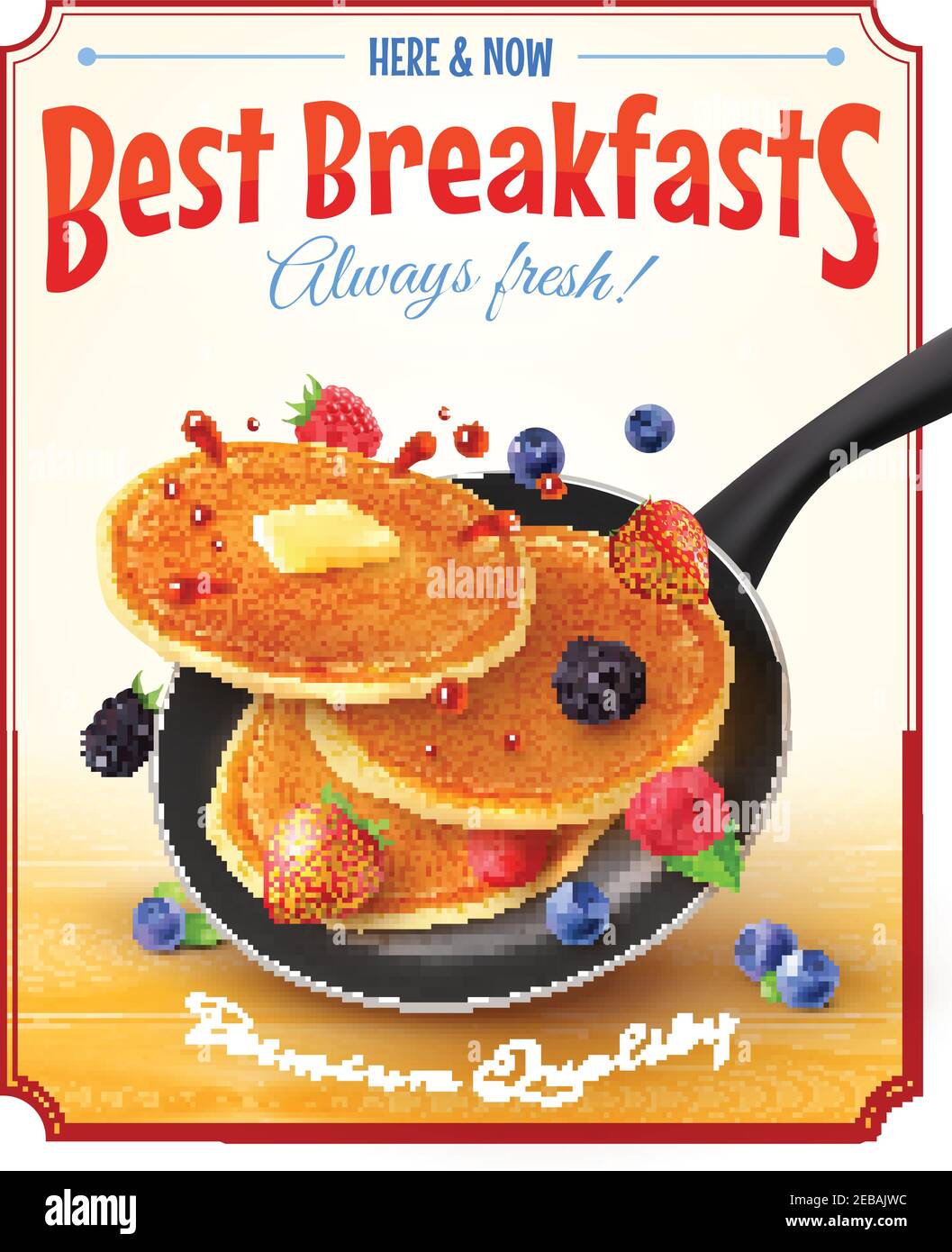 Premium quality restaurant breakfasts vintage style advertisement