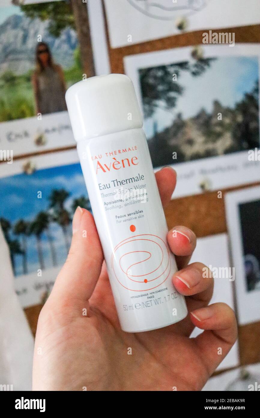 Eau Thermale Avene spray Thermal water Spray french beauty brands skincare Stock Photo