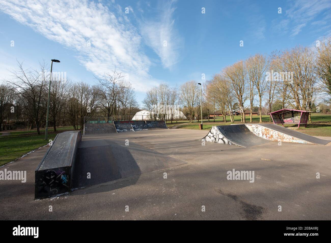 Basingstoke war memorial park skate area with ramps Stock Photo Alamy
