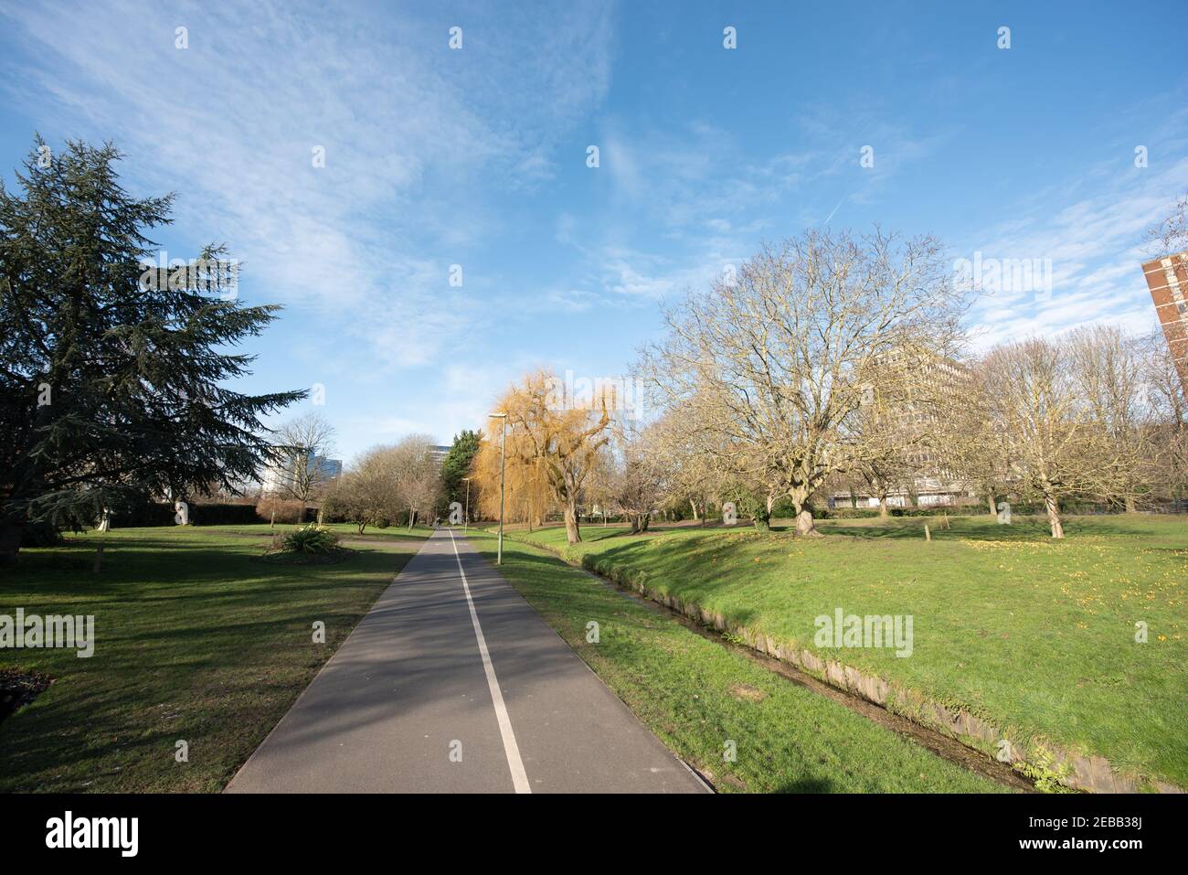 Basingstoke Town centre sky line Eastrop Park Stock Photo Alamy