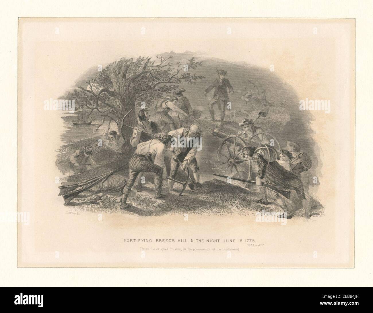 Fortifying Breed's Hill in the night June 16 1775 Stock Photo Alamy