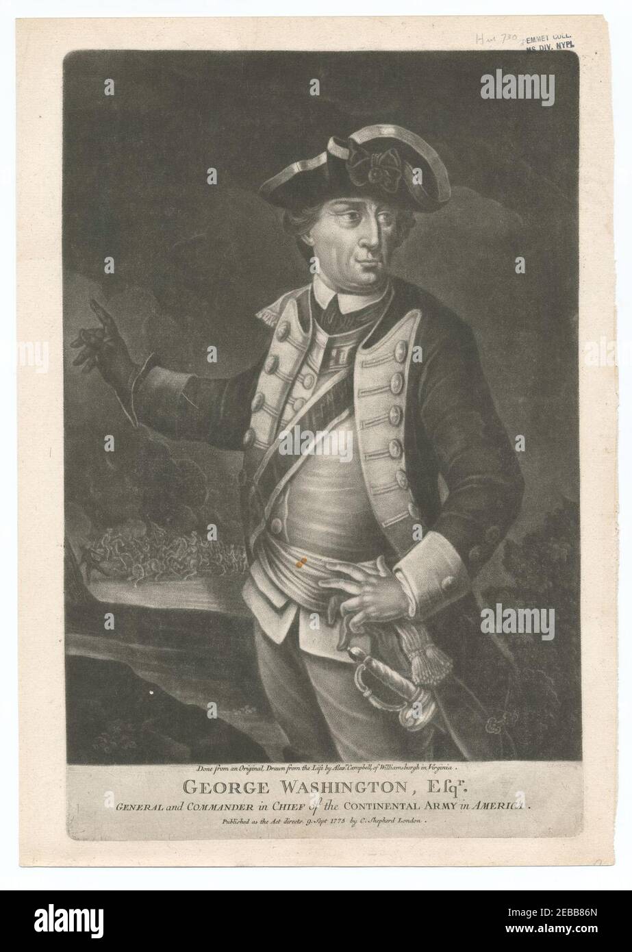 George Washington Esqr. General and Commander in Chief of the Continental Army in America Stock Photo