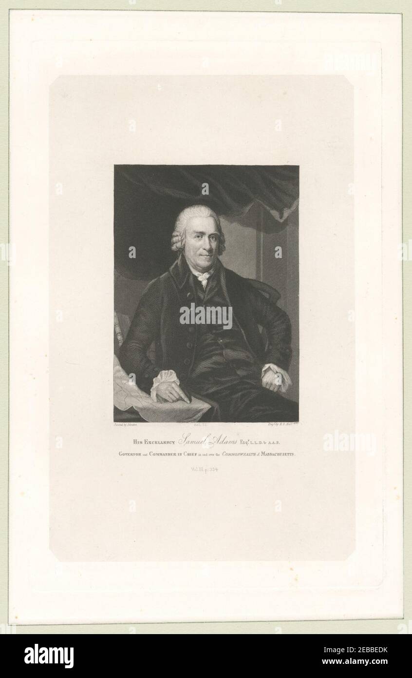 His Excellency Samuel Adams Esqr., LL.D. and A.A.S., Governor and Commander in Chief in and over the Commonwealth of Massachusetts Stock Photo