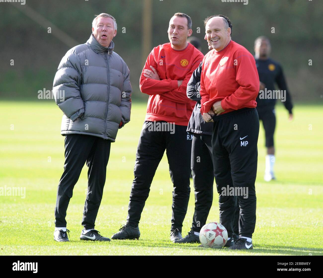 Football Manchester United Training Manchester United Training Ground Carrington Manchester England 08 09 20 10 08 L R Manchester United Manager Sir Alex Ferguson With First Team Coach Rene Meulensteen And Assistant