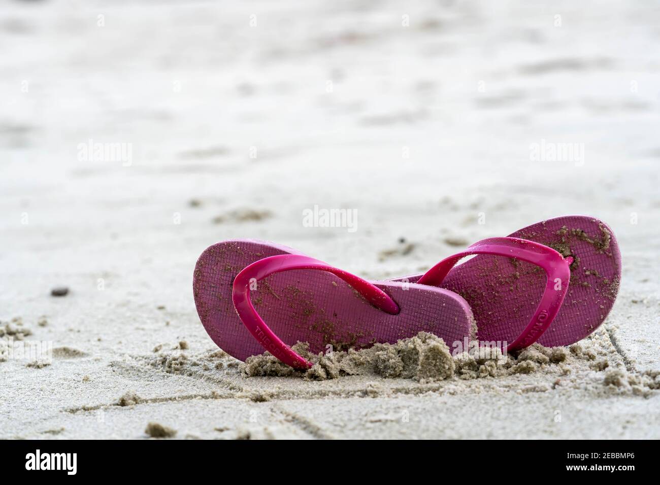 Summer holiday beach background with flip flops on a tropical beach ...