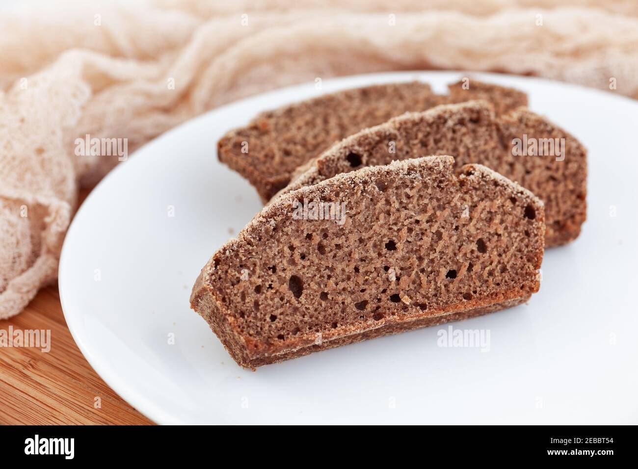 Slices of homemade gluten free bread. Close up. Stock Photo