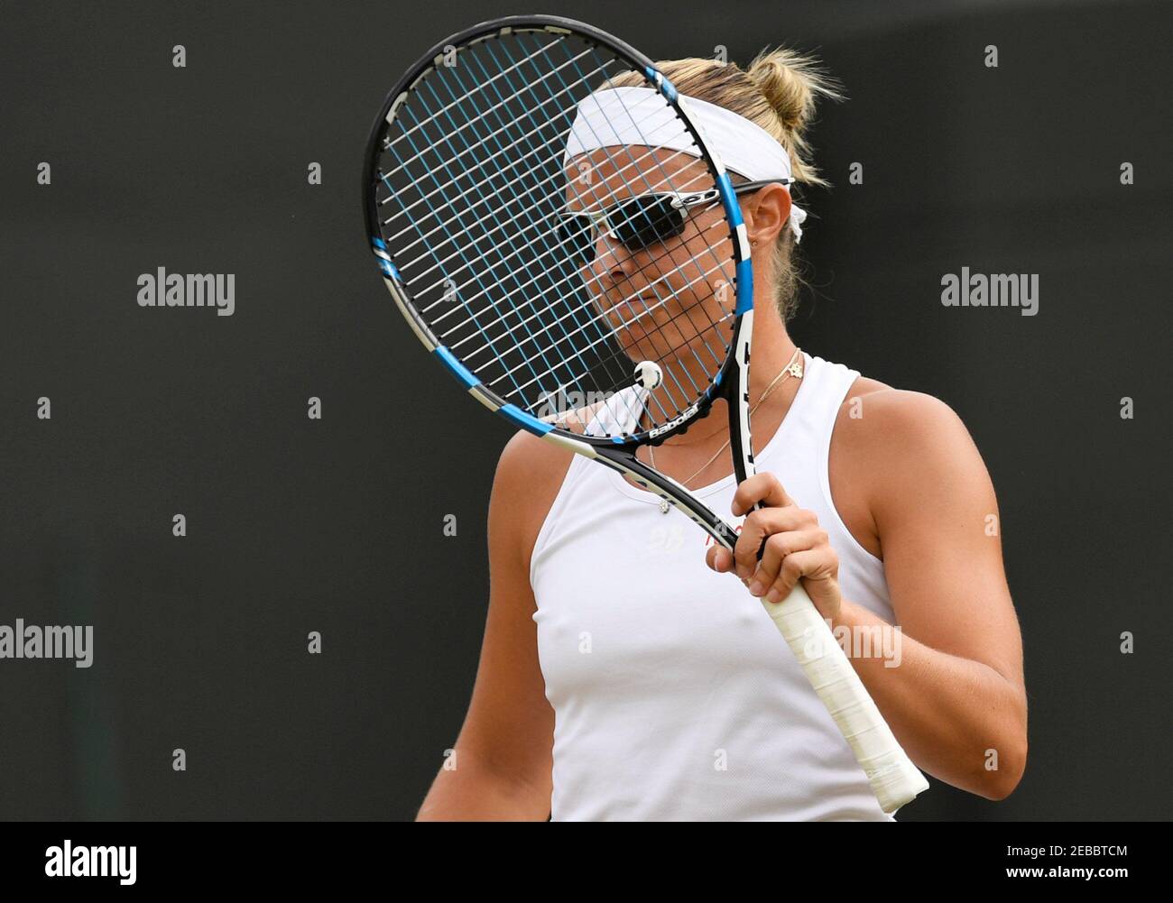 Tennis - Wimbledon - London, Britain - July 6, 2017 Belgium's Kirsten  Flipkens during her second round match against Germany's Angelique Kerber  REUTERS/Tony O'Brien Stock Photo - Alamy