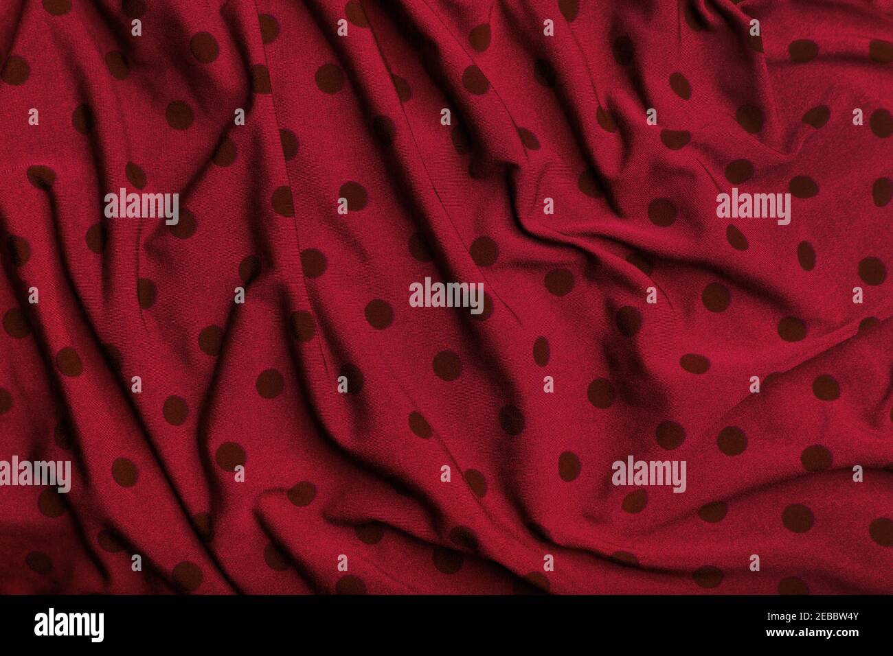 Polka dot red fabric background Stock Photo