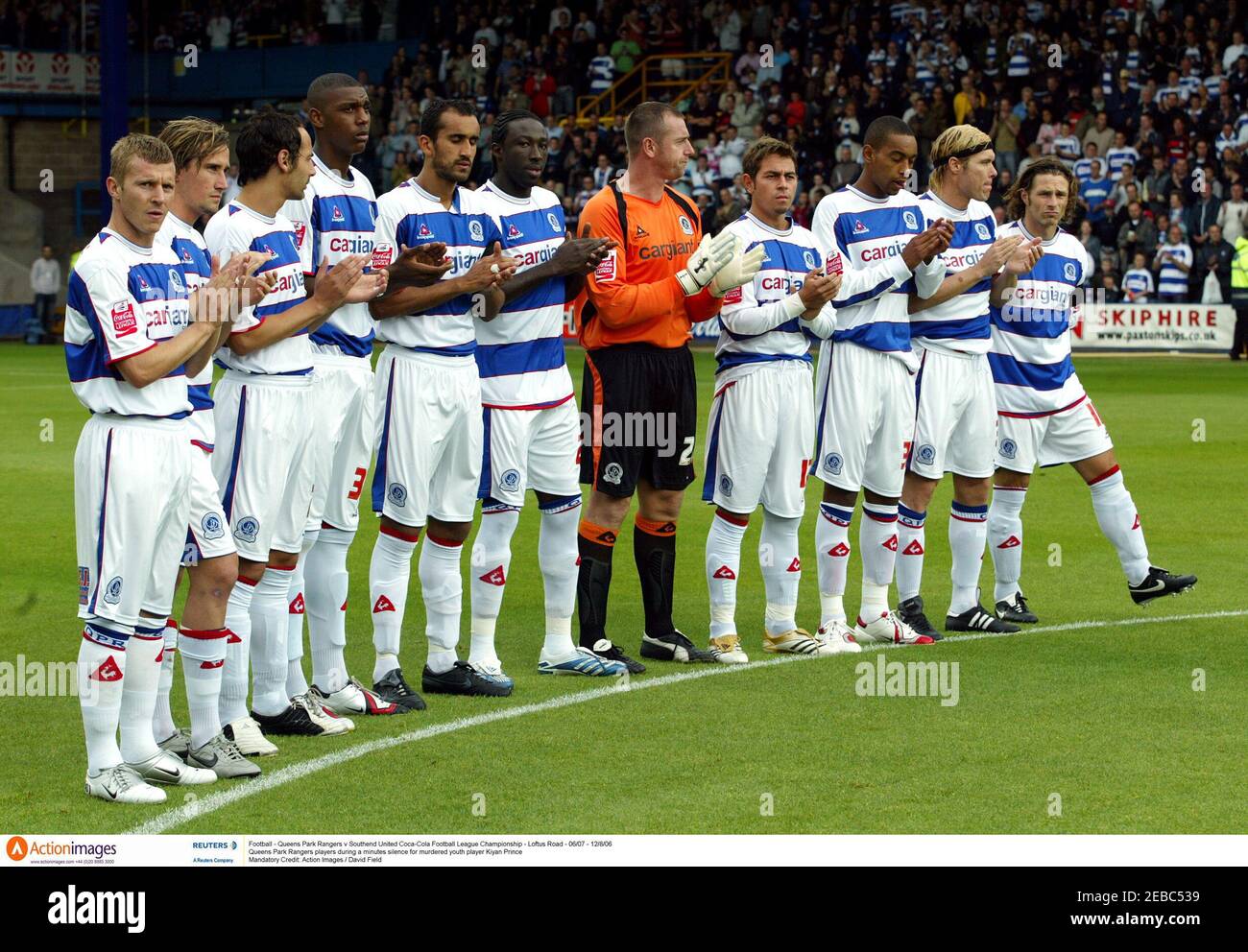 Football - Queens Park Rangers v Southend United Coca-Cola Football League  Championship - Loftus Road - 06/07 - 12/8/06 Queens Park Rangers players  during a minutes silence for murdered youth player Kiyan
