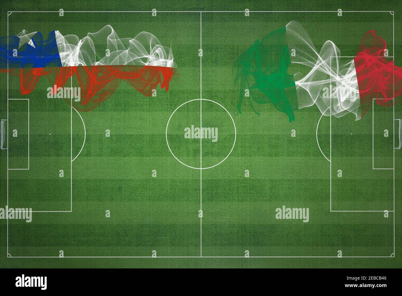 Chile vs Italy Soccer Match, national colors, national flags, soccer