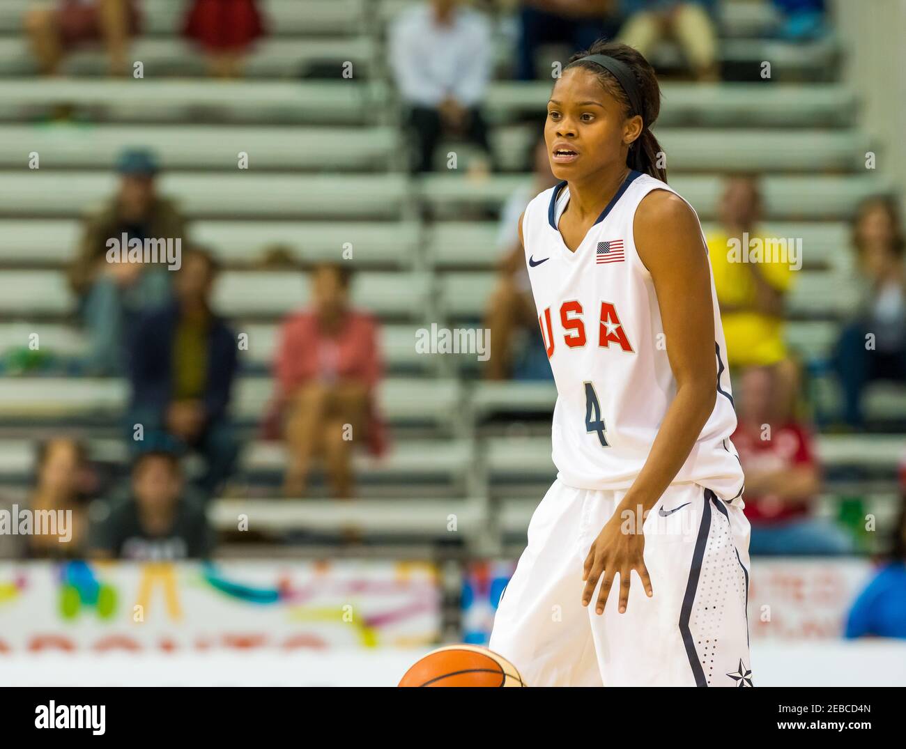 Toronto 2015 Pan Am or Pan American Games, women basketball: Moriah Jefferson calms and organizes the United States game while advancing to Brazil Stock Photo