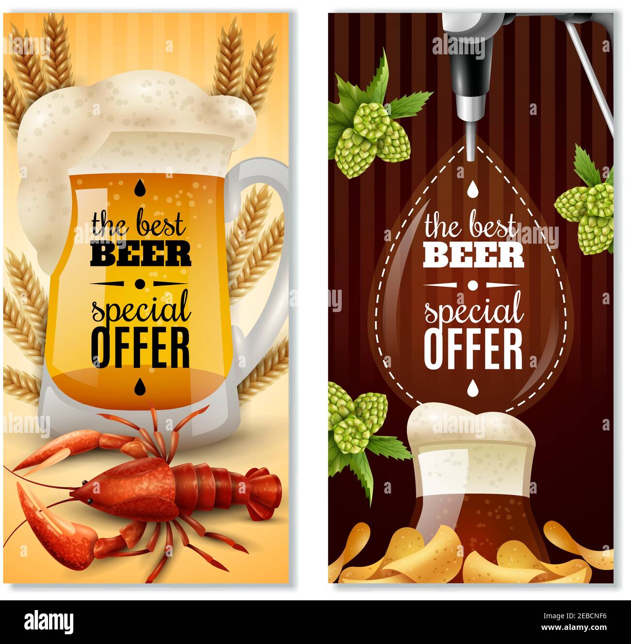 Dark and light draft beer special offer 2 colorful vertical banners